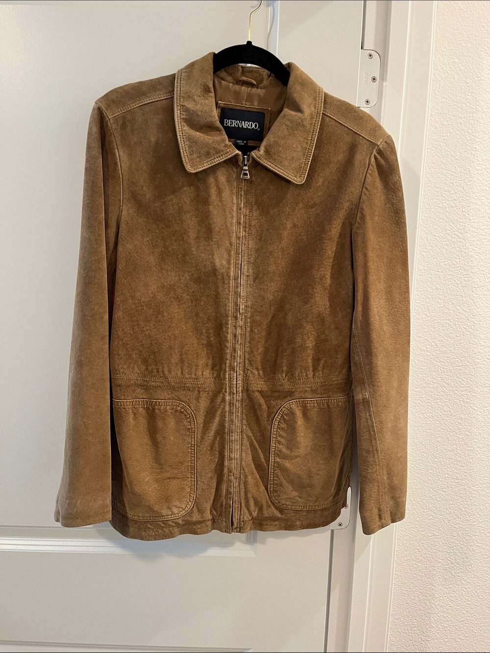 Bernardo Tan Suede Zip-Up Jacket